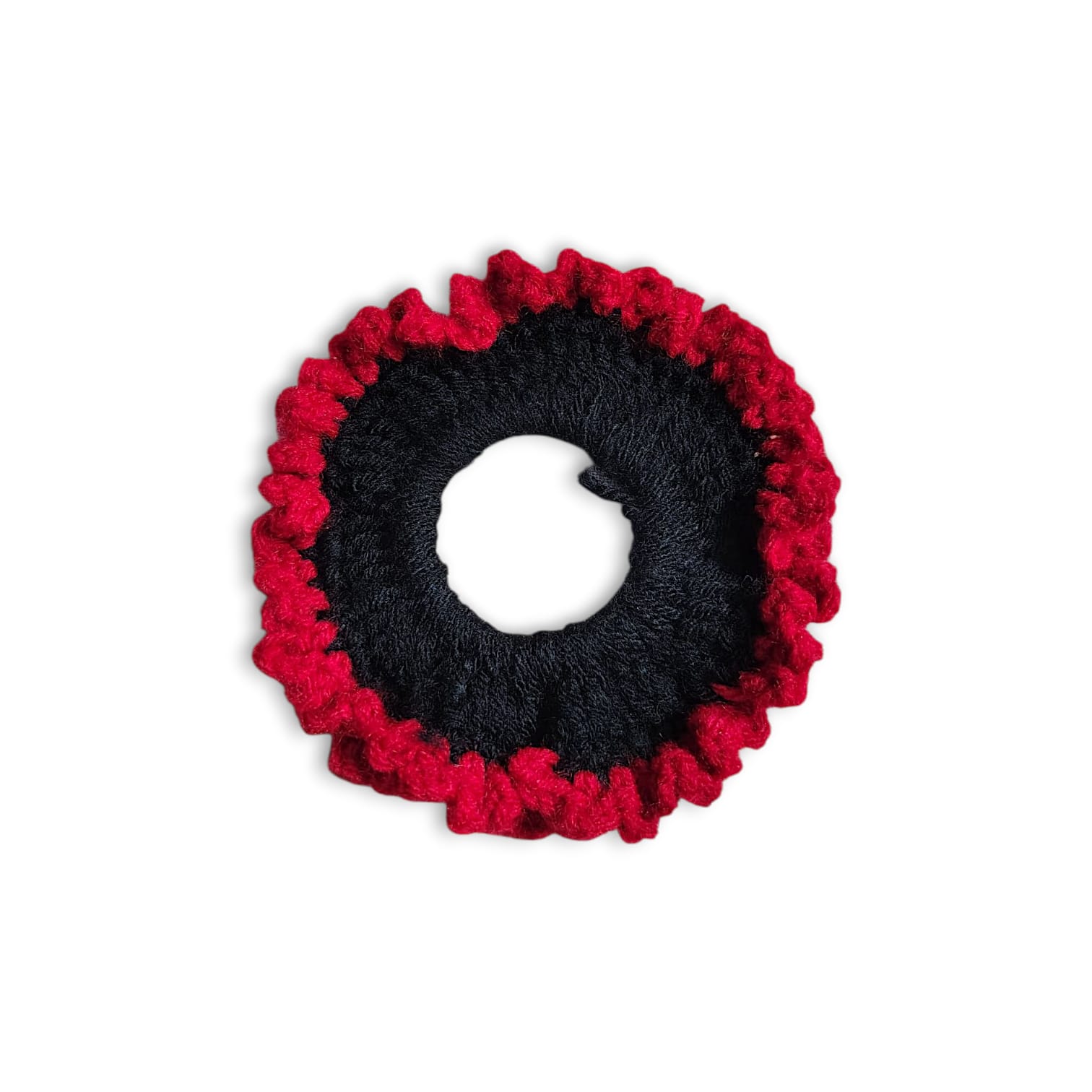 Handmade Woollen Hair Band - Women And Girls Hair Band - Crochet Hair Scrunchies - Black And Red Colour Hair Accessories - Single Piece