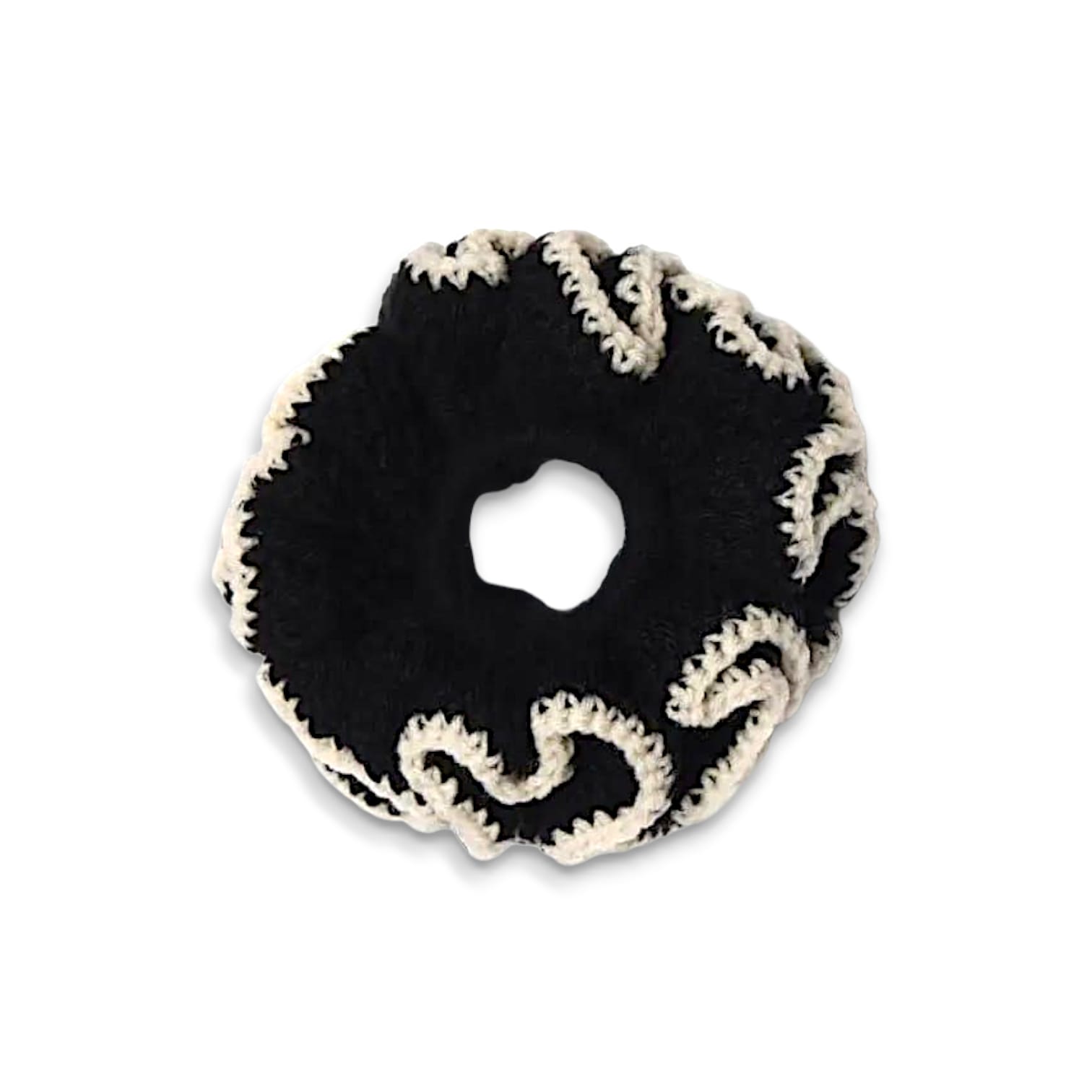 Handmade Woollen Hair Band - Women And Girls Hair Band - Crochet Hair Scrunchies - Black Colour Hair Accessories - Single Piece