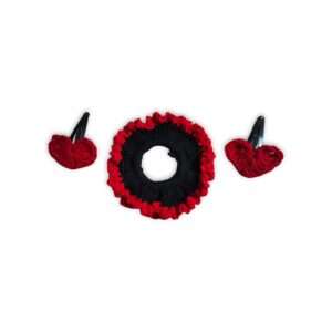 Handmade Woollen Hair Band With Hair Clip - Women And Girls Hair Band With Hair Clip - Crochet Hair Scrunchies - Maroon And Black Colour Hair Accessories