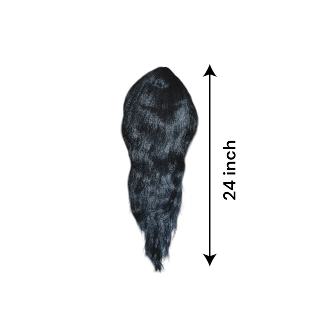 24 inch Long - Large Size Hair For Radha Rani - Durga Devi Mata Rani Hair - Designer Hair For 24 - 48 inch Rdha Rani - Pure Black Hair For Devi Maa - Image 2