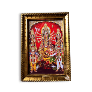 Maa Durga Family Photo Frame - Durga Maa Family Photo For Puja Mandir - Traditional Durga Maa Photo Frame For House,Warming Gift, Mandir,And Decoration .