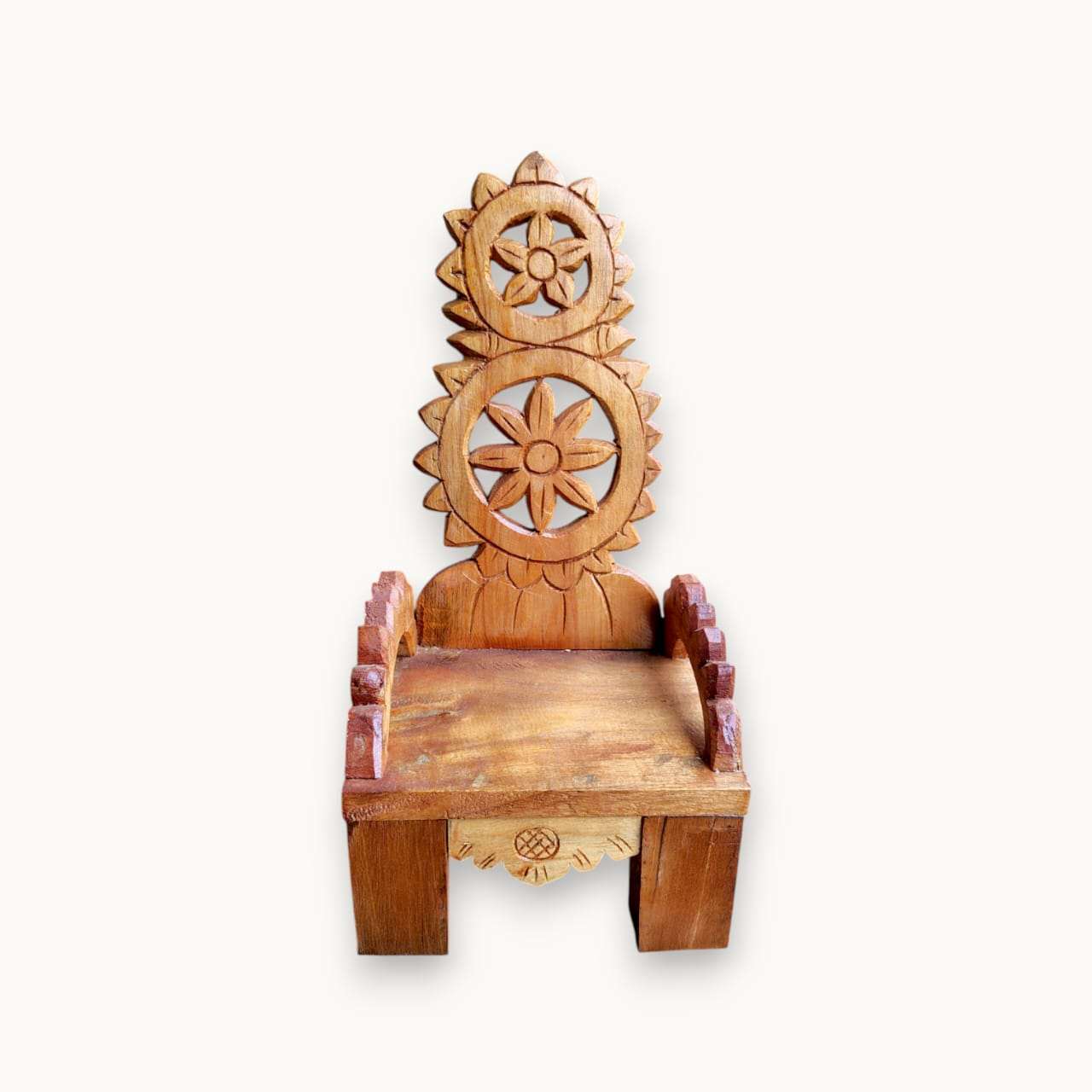Mehegini  Wood Made Asan/Chair For Your God-Laddu Gopal Singhasan/Premium Quality -Hand Carved-Fine Finished Laddu Gopal Singhasan