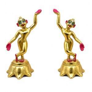 Premium Jagai Madhai Figurine Set for Temple & Home-Jagai Madhai Brass Idol Pair – Traditional Dancing Figurines-2kg murti set