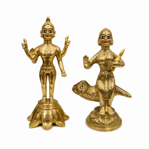 Pure Brass Bishnu Ji and Lakshmi Ji Idol Set - Brass Laxmi,Narayan Set For Worship - Mayapuri Style Laxmi Narayan Murti